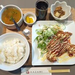 Wayou Dainingu Kazami - 日替りランチ(揚げ鶏トマトソース)　1000円　ドリンクはアイスコーヒーをチョイス(^_^)v