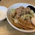 麺屋 団長 - 男のまぜ麺（200g）・炒め野菜盛り