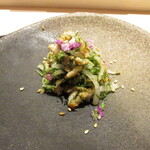 鮨 たかはま - 明石の焼き穴子とべったら漬の和え物