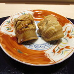 鮨 たかはま - 煮穴子の塩とタレ