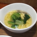 キッチン ブルー グローブ - 玉子とほうれん草と茸のスープ