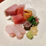 こたつ ねこ - 刺身盛り合わせ（まぐろ、金目鯛、鯛、イカ、雲丹等）