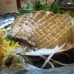 ん。 - アワビの刺身・・・。