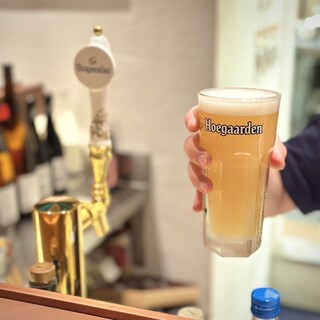 Cheers with Hoegaarden White Draft Beer!