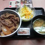 吉野家 - 料理写真:並盛280円サラダ味噌汁セット120円で400円