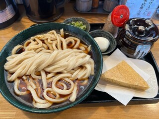 肉汁うどんの南哲 - かけだしうどん、三角油揚、ゆで卵