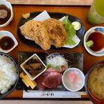 おがわ - マグロのほほ肉フライとお刺身定食¥1,500！