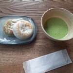 小野筑紫堂 - 抹茶セットと単品梅ケ谷餅