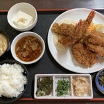 かつ廣 - 海老フライとおろしとんかつ定食¥1,830-