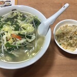 紫福坊 - 野菜タンメン+半チャーハンの全容