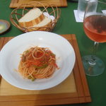 牛あらびき肉の羅グーと万願寺唐辛子のフェデリーニ