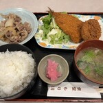 Shokudou Mori Kawa - 牛肉煮込と鯵フライコロッケ定食　930円