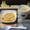 ロッテリア - おてがるパンケーキ(2枚)メープルシロップ＆マーガリン付きモーニング)＋ドリンクセット 360円
