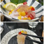 Kouchi Sukumowan Chokusou Madai Dokoro Zamani - ◇生姜真鯛のカルパッチョ…プリップリで美味しい真鯛です♪