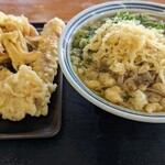 Ikiiki Udon - かけ蕎麦中＋ちく天・かき揚げ・とり天
