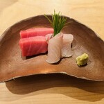 鮨 一二郎 - お造り   トロ カンパチ芽ネギ