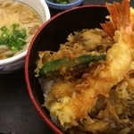 夢庵 - 料理写真:特上天丼と小うどんセット