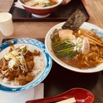 麺処 ひろ田製粉所 - 手揉み中華そば+ホルモンめし