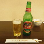 ビーフン東 - まずは青島ビールで池波さんに乾杯♪