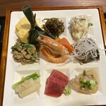 茶寮 ふ川 - 九種の総菜上部から