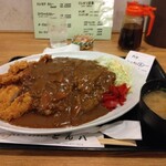  どん八 - ヒレカツカレー大盛りとみそ汁