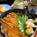 松寿し - 穴子丼ランチ  シャリ大盛り  海苔で楽しんだりワサビで楽しんだりできちゃう