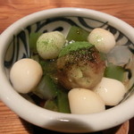 たらいうどん椛や - 食後に子供が「豆腐で作った白玉あんみつ」を。