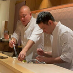 銀座 しのはら - カラスミ餅準備中