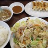 天龍 - 肉ヤサイ炒め(700円)、ライス中(200円)、餃子(300円)