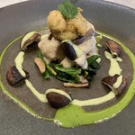 シャトー　ラ・パルム・ドール - ◉お魚料理
      　タラのポアレと白子の香草フリット
      　4種のソースで