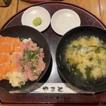 海鮮居酒屋 山傳丸 - サーモンねぎとろ丼 多分980えん