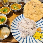 月と亀 - チキンカレー定食＋本日のカレー（えびと香菜のカレー）