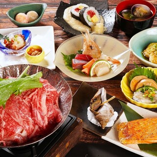 For entertainment and travel ◇ A course where you can enjoy plenty of meat, Seafood, and the flavors of Hokkaido.