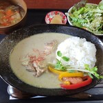 古民家食堂 ず - グリーンカレー定食　900円