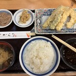 日本橋 からり - 天ぷら定食　上　1,628円　インゲン、ナス、カボチャ、海老