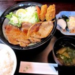 鬼そば - 生姜焼きかきフライ定食！(2013,12/13)