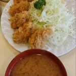 グリルおおくぼ - カキフライ定食とお味噌汁