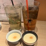 Awayoku Bar - お茶ハイ650円、中身おかわり290円
                      玄米茶かほうじ茶か選べます！
                      お通し〜いくら茶碗蒸し390円×2