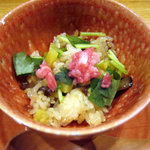 時の宿 すみれ - ・肩三角切落としときのこ、さつま芋、牛骨のスープ茶漬け