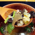 時の宿 すみれ - ・肩三角切落としときのこ、さつま芋、牛骨のスープ茶漬け