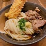 Udonya Kisuke - 肉温泉たまごぶっかけ　国産牛が甘辛味で美味しい