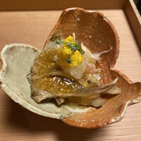 御料理 一燈 - 三国産鬼海老 原木舞茸、しめじのジュレ仕立て