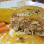 キッチン ブルー グローブ - ハンバーグの断面