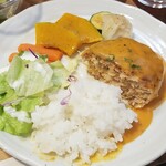 キッチン ブルー グローブ - ご飯、サラダを乗せます