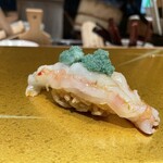 Tachikawasushinamba - 牡丹海老　ねっとり系牡丹海老。さきほど食べたトロの余韻を上書きする濃厚な海老の旨味と香り。