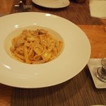 トラットリア・アルモ - 犬鳴豚のスモークベーコンと地玉子のカルボナーラ（2013年12月）