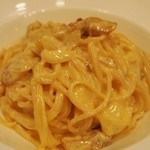 トラットリア・アルモ - 犬鳴豚のスモークベーコンと地玉子のカルボナーラ（2013年12月）