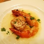 トラットリア・アルモ - 足赤海老と鱈白子の焦がしハチミツソース（2013年12月）