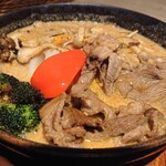 Garaku - 「ジンギスカンと5種のきのこの森」のアップ。スープを山の幸スープに変更して+200円。