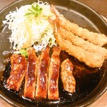 Tonteki fried shrimp combination
